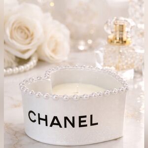 CHANEL Pearl-Embellished White Heart Candle